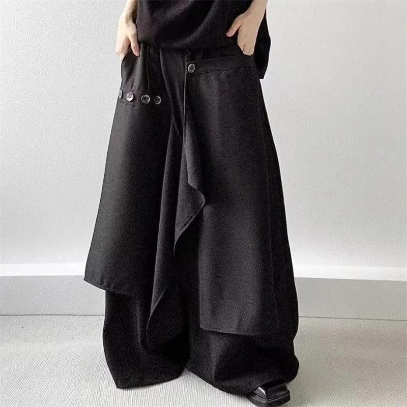 Moda Autunnale Pantaloni Pantaloni a Gamba Larga Casual Morbidi Pantaloni All-Match Pantaloni da Donna con Bottoni