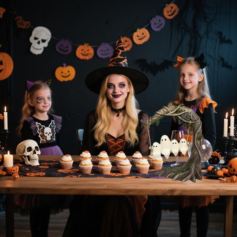 Horror Ghostly on Tree Swing Resins Figurine Unique Halloween Decoration For Shelf Desk Garden Decors Ornament Party Gift