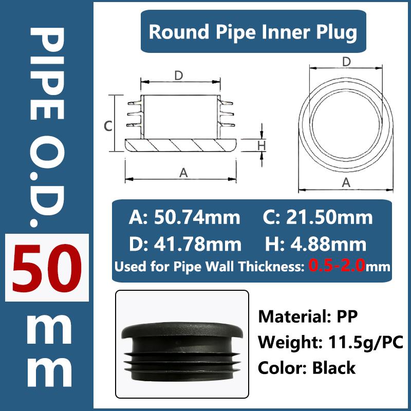 Round Plastic Inner Plug Steel Pipe End Cap Blanking Cover Anti Slip Furniture Chair Ladder Leg Protector Pad