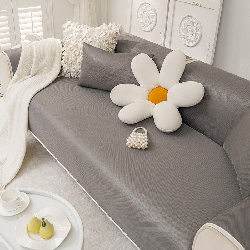 Living Room Anti-slip Solid Color Couch Sofa Cover  Summer Ice Silk Simple Sofa Cushion Cover Slipcover Funda Cojin