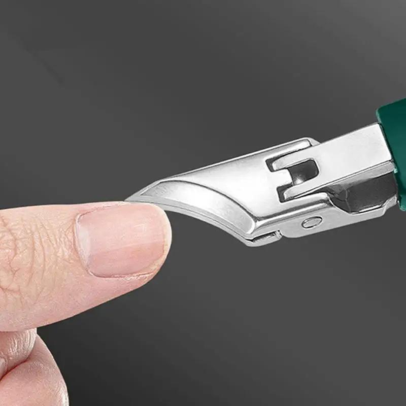 Tăietor de unghii curbat din oțel inoxidabil Tăietoare pentru unghii de mână și de picior Îndepărtător de cuticule anti-stropire Tăietoare pentru unghii de mână