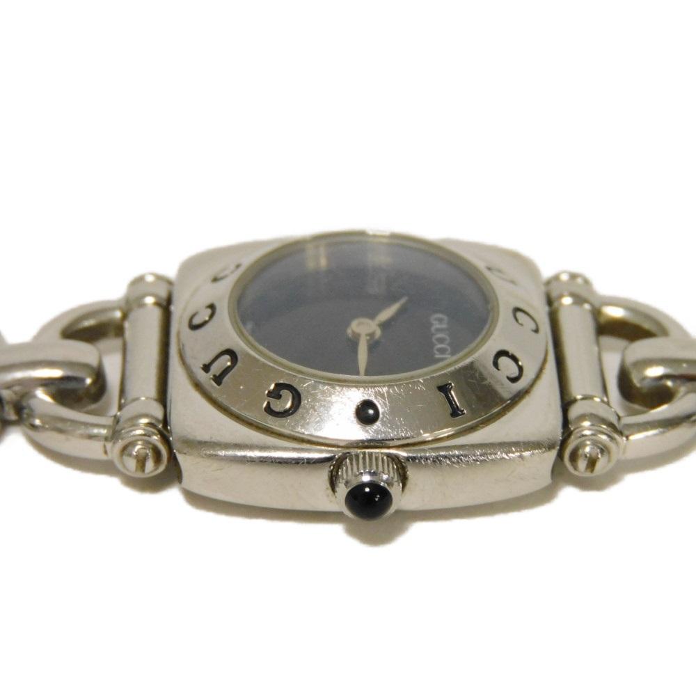 Used 9539 Horsebit 6400L 7975 Silver Black Dial Quartz Square Women's Watch from Japan AUTHENTIC