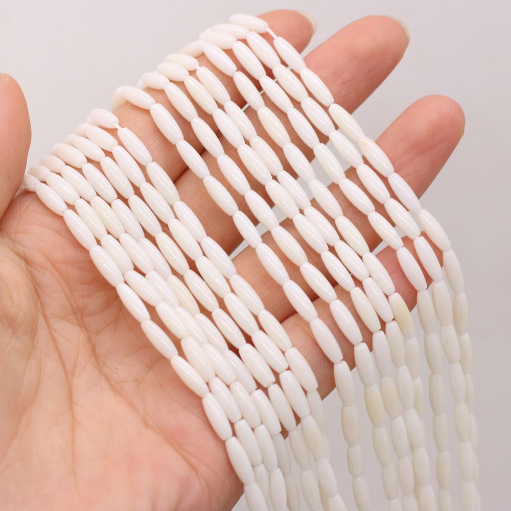 1Strand Synthetic Coral Beads, Handmade Rice Shape Loose Spacer Beads for Jewelry Making DIY Necklace Bracelet Earrings Accessories Craft Gift 3x9 Mm