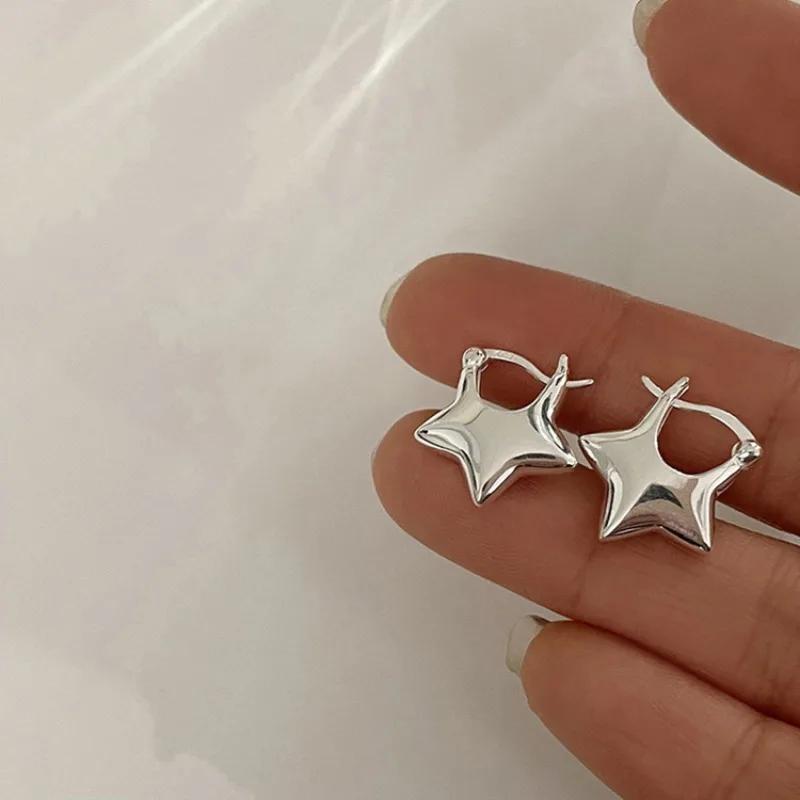 New Trendy Classic Pentagram Hoop Earrings for Women Personality Stainless Steel Star Stud Earrings Rock Jewelry Accessory