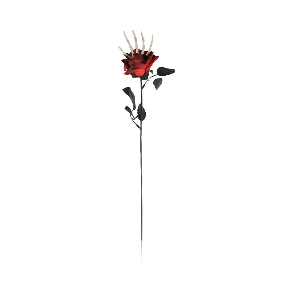 Halloween Skeleton Hand Rose Adornment Creepy Fake Flowers For Indoor Layout And For Halloween Home Decorations And Spooky Scene Setting