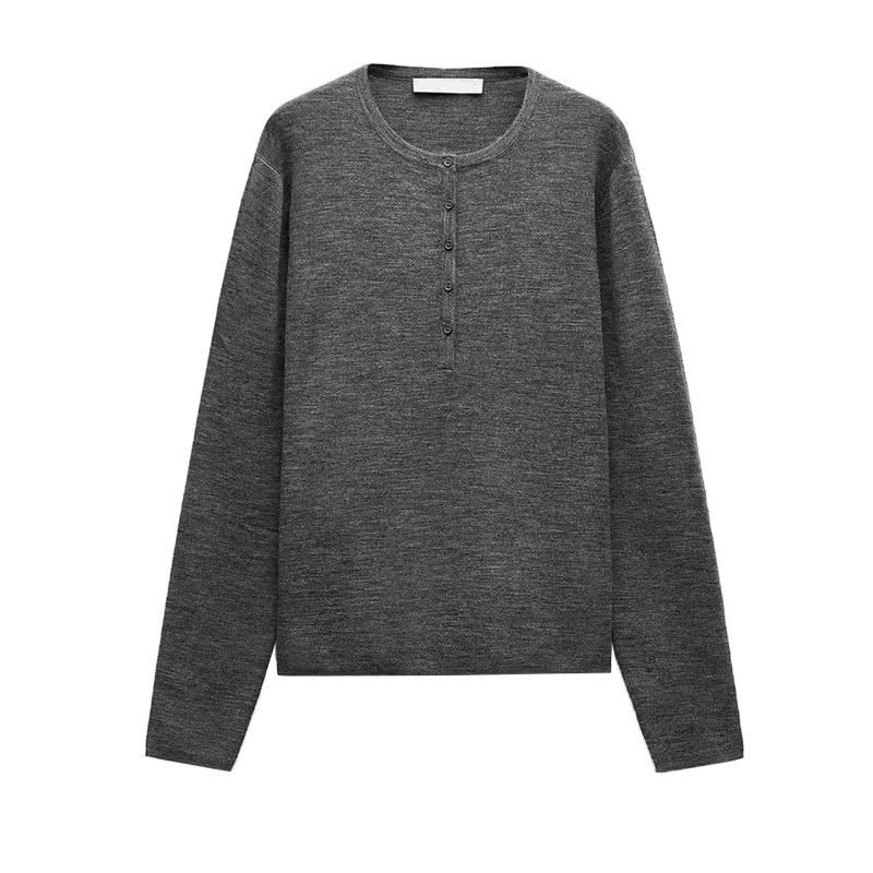 Fall and Winter New Women's Clothing Wool Blend Long Sleeves Round Neck All-Matching Knitting Sweater 3893142 2893142
