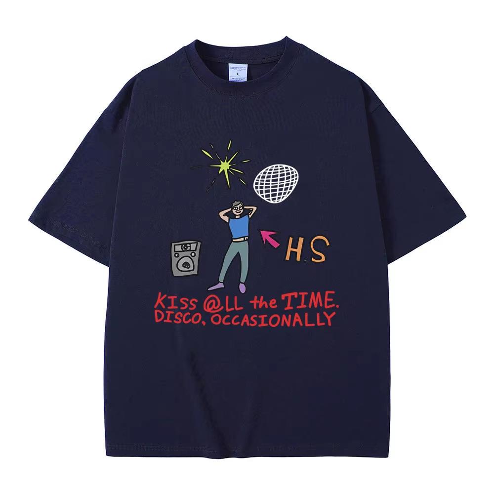 Kiss All The Time Disco Occasionally Album Funny Graphic Tshirt Unisex Women Hip Hop Fashion Casual T Shirt Cartoon Y2k Clothes