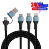 3 In 2 Fast Charging Cord for Iphone Samsung Huawei Micro Usb Type C Charger Cable 1.2M Multi Usb Port Multiple Usb Charging Cor