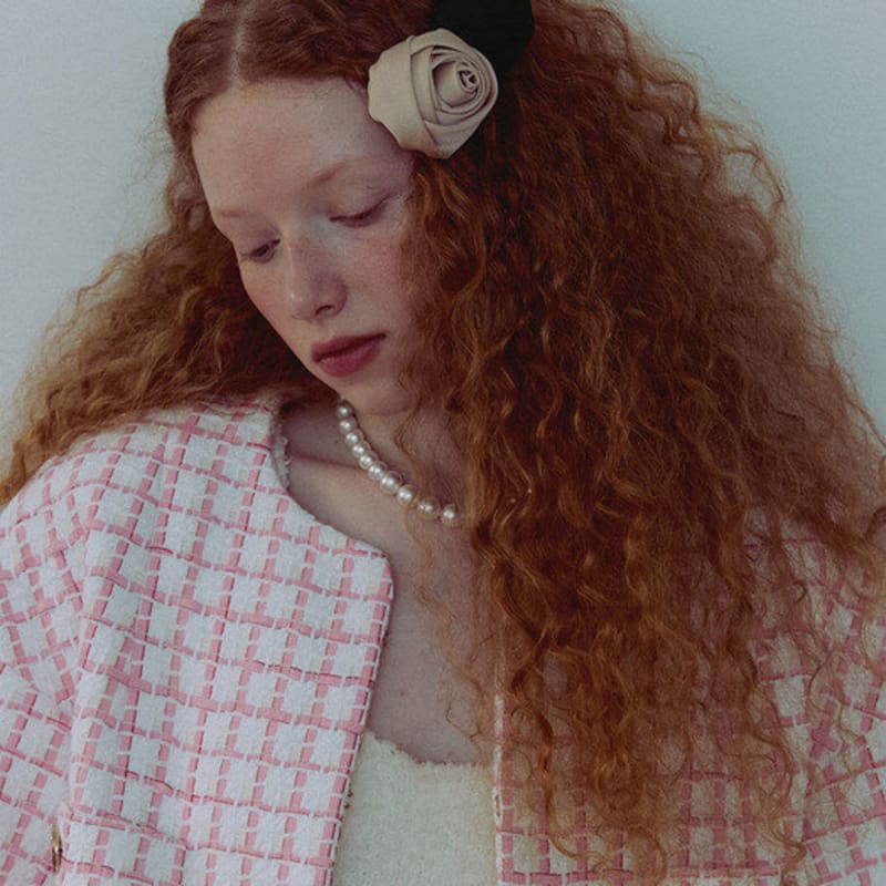 Elizabeth Moments Beige Double Rose Satin Hair Pin