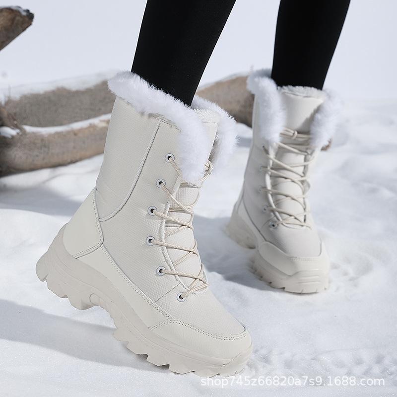 

Snow boots women s 2025 winter velvet thickened cold-proof and warm leg guards high-top cotton shoes versatile large cotton non-slip boots 35