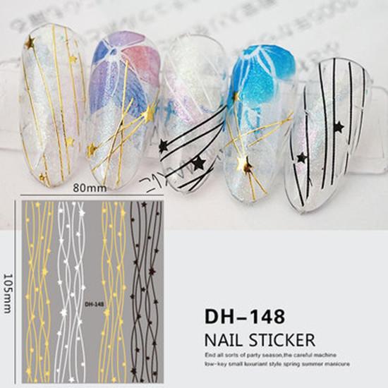 Abstract Line DIY Nail Stickers for Women Girls Nail Art Decorations Rose Gold Spring 3D Sliders for Manicure Nail Polish Decals