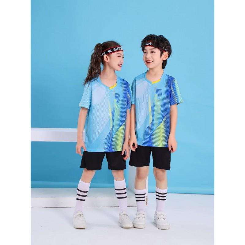 Kids Quick-Dry Badminton Set Short Sleeve Sport Jersey Unisex Tennis Volleyball Training Outfit