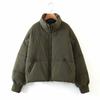 Women's Winter Stand Collar Puffer Jacket Baggy Short Padded Down Coats Cropped Puffer Long Sleeve