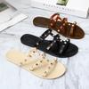 2025 Crystal Flat Slip-On Sandals: Fashionable Studded Summer Outdoor Shoes