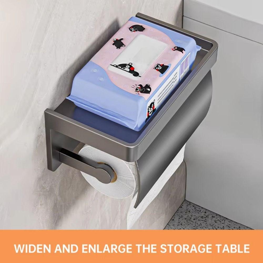 Punch-free Toilet Paper Holder Baffle Design 2-in-1 Paper Roll Rack Tissue Roll Hanger  Kitchen