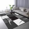 Tappeto Geometrico Stampato in Flanella Design Moderno Minimalista Nero Bianco Grigio Tappetino per Pavimento Soggiorno Morbido Antiscivolo Decorazione Casa Tappeto