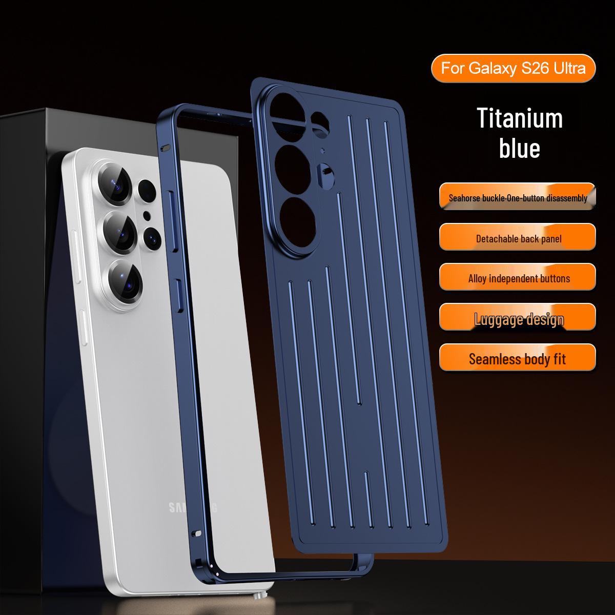 

Samsung S26 Ultra Aluminum Alloy Protective Phone Case with Anti-Fall Frame and Back Sticker S26 Ultra