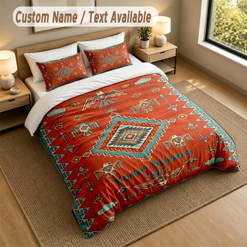 American Patriotic Theme Personalized 3Pcs Bedding Set Custom Text & Name 1 Sheet 2 Pillowcases Household Bedding 1pc