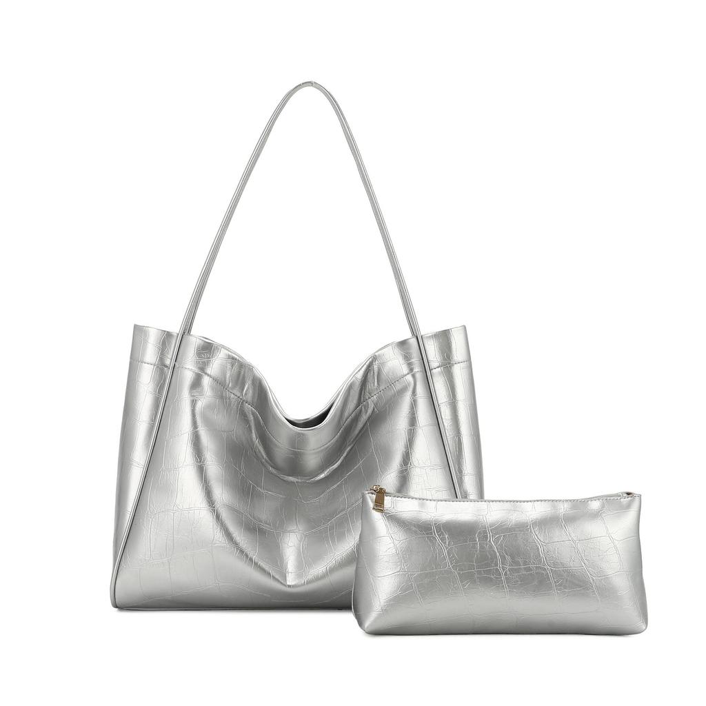 New Korean Version Simple and Versatile Hand-held Shoulder Bag, Retro Commuting Large Capacity Mother and Child Tote Bag