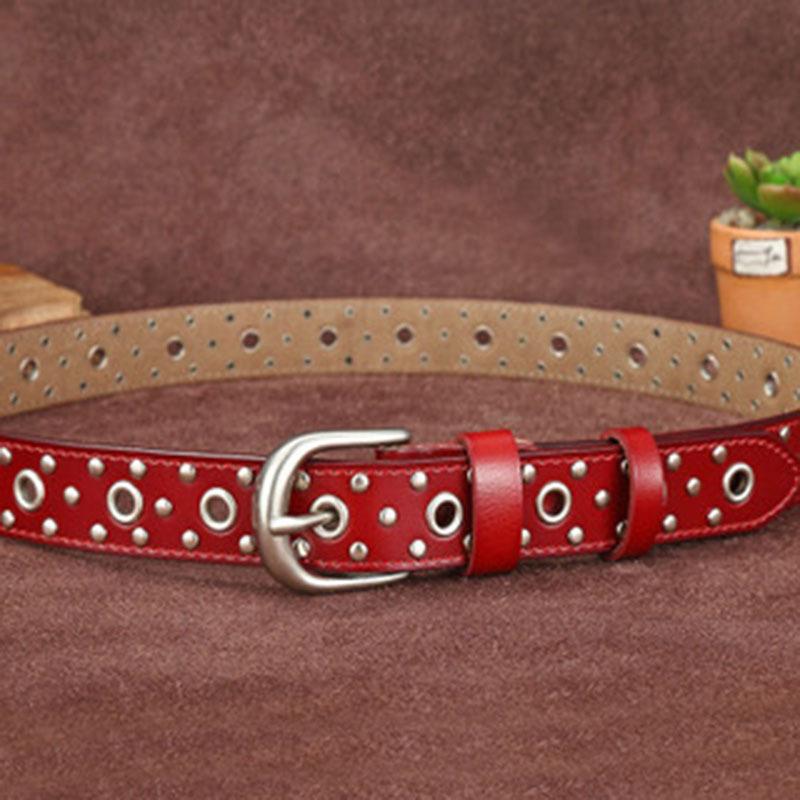 Women'S Belt Japan And South Korea, Jeans Belt Women'S, Casual Belt Hollowed Out, Riveted Punk Belt Women'S