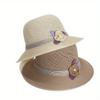 Fashion Fisherman Hat Summer Hollow Hat Ladies Flowers Pearl Basin Hat Travel Hat Wind Rope Hat