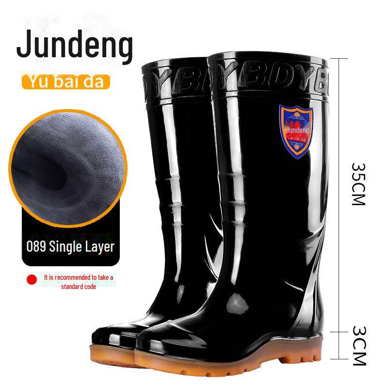 Men's Durable PVC Anti-Slip High-Top Rain Boots for Mining and Labor Protection