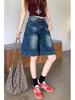 Women's Retro High-Waist Slimming Straight-Leg Jeans - Summer Korean Five-Point Pants Fashion Trend