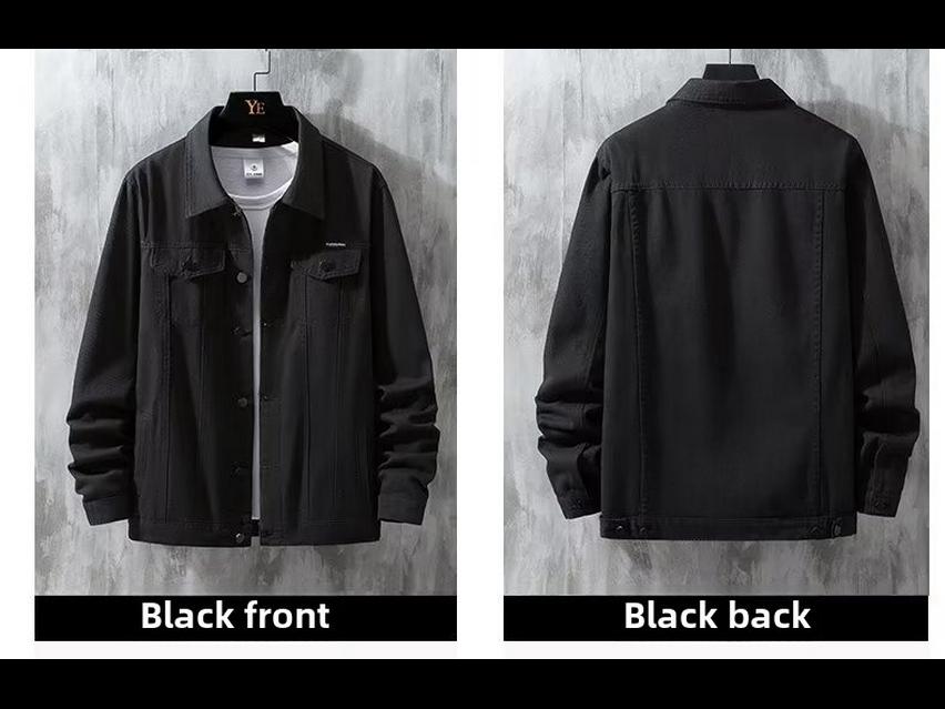 Men's Trendy Japanese Denim Workwear Jacket: Loose, Multi-Pocket, Casual Top for Spring & Autumn.