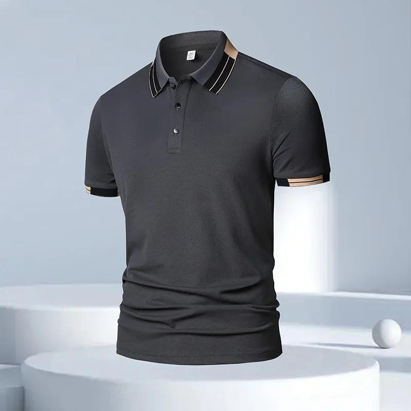 New Men's Business Casual Short Sleeved Shirt Solid Color Polo Shirt Fashionable Breathable Comfortable Versatile Top