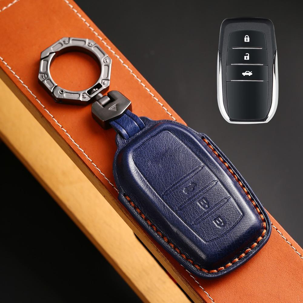 Echtes Leder Autoschlüsselhülle für Toyota Sienna Alphard Granvia Corolla Avalon Highlander Prado