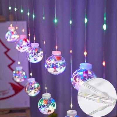 OEING Colorful 8-Function Plug-in Curtain String Lights