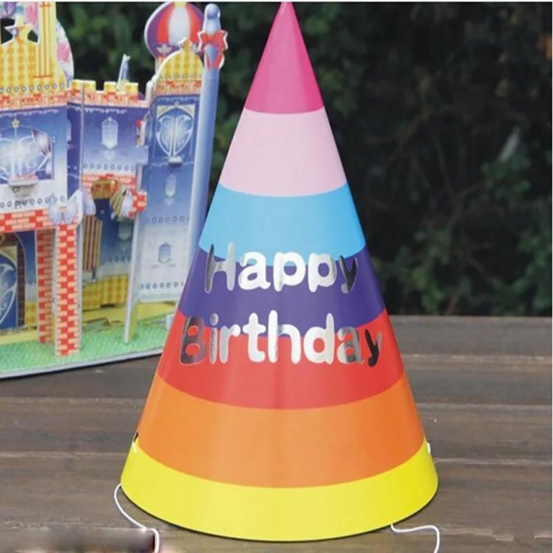 10Pcs Caps Rainbow Birthday Hat Celebration Party Prop Lovely Hats Conical Decorative Cute Headwear Child
