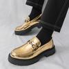 Fashion Fashionable Advanced Leather Casual Slip on Non-slip Metal Buckle Decoration Men's Trendy Celebrity Hairstylist  Loafer Shoes