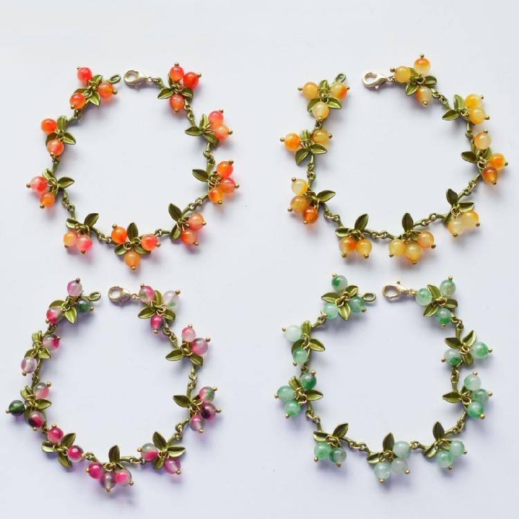 Trendy Plant Leaf Beads Pendant Bracelet Cranberry Leaves Bracelet Bangle Decor