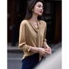 Women's Elegant Slim Fit Round Neck Ribbon Long Sleeve T-shirt