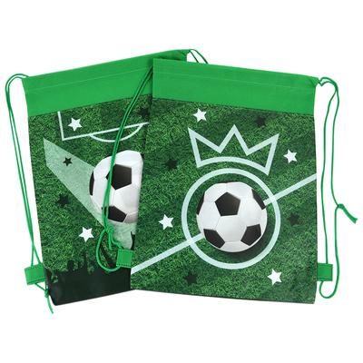 10Pcs Sacos de cordão para lembrancinhas de festa de futebol Sacola de brindes para presente de bola de futebol Tema esportivo infantil Decoração para festa de aniversário Suprimentos