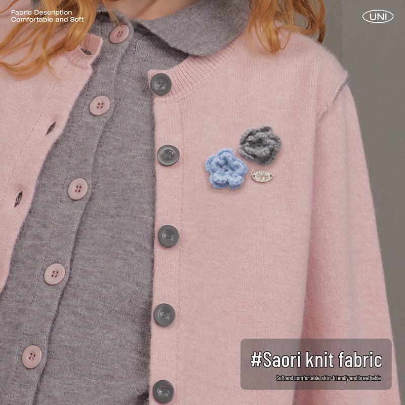 UNIFREE Women's Korean Faux Two-Piece Knit Cardigan