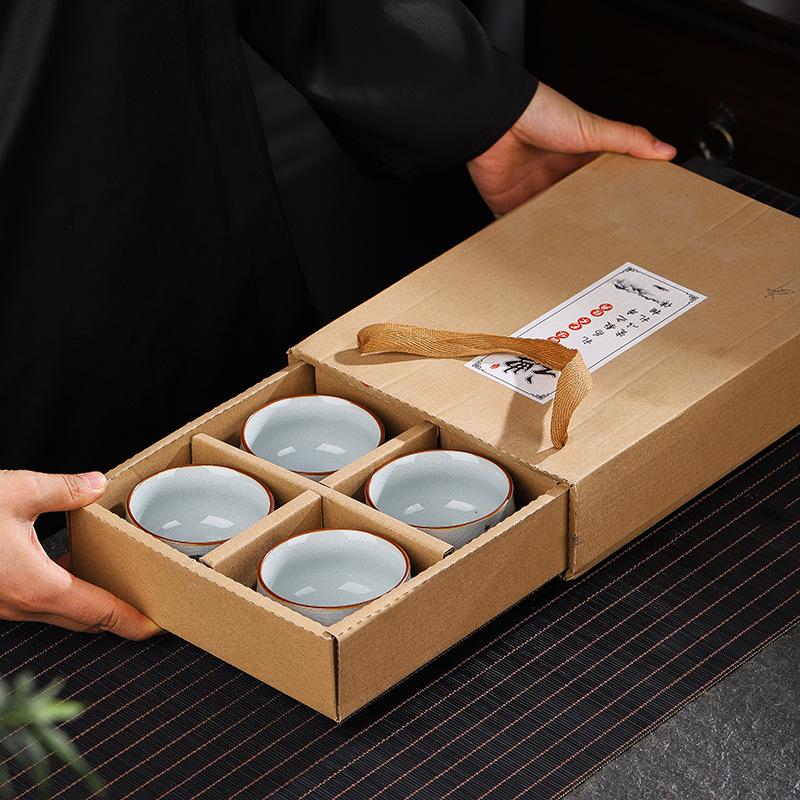 Gift-giving Ceramic Ge Kiln Opening Old Clay Tea Cup Office Tea Cup Large Master Cup Retro Golden Rooster Annunciation