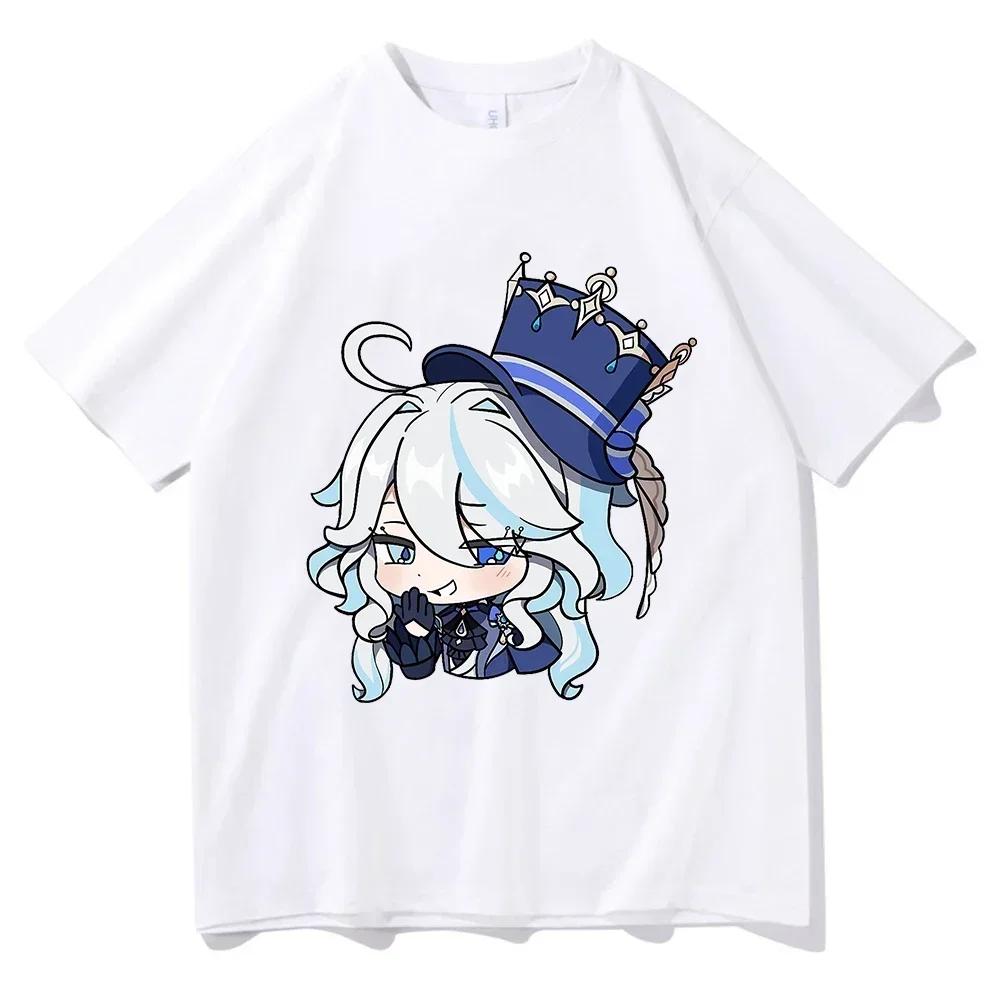 Anime Genshin Impact Furina T Shirts Kawiai Women T Shirt Aesthetic Short Sleeve T-shirt Unisex Tees Vintage Clothing Tops Y2k
