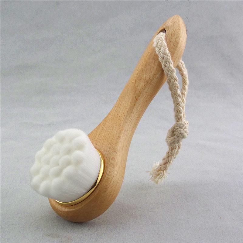Raindrop Pine Wood Face Wash Brush - Soft Bristle Makeup Cleansing Tool