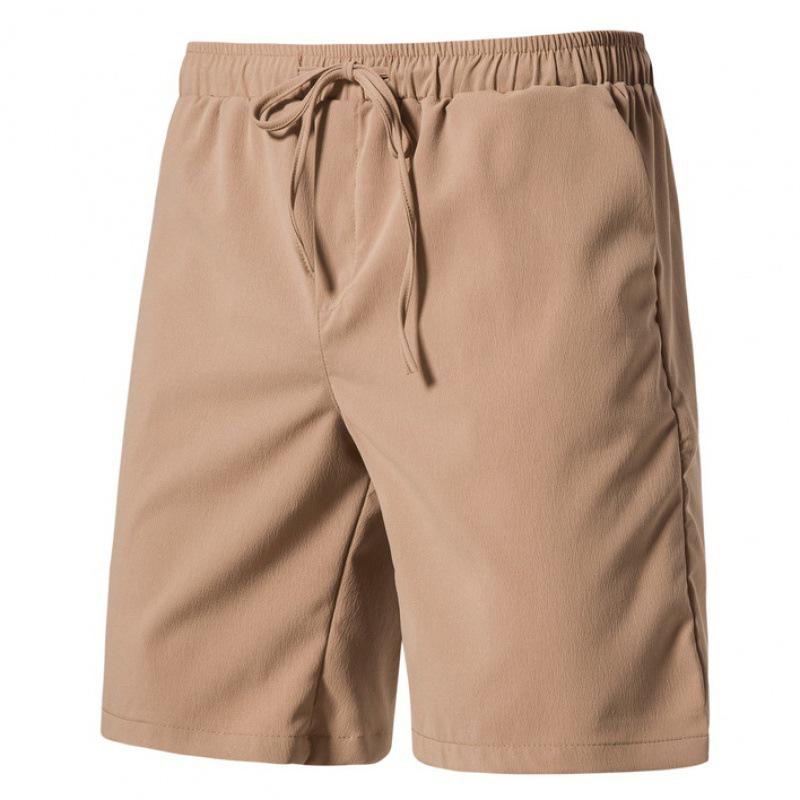 2024 Men's Casual Japanese-Style Cotton & Linen Drawstring Shorts - Solid Color, Lightweight, Youthful Design