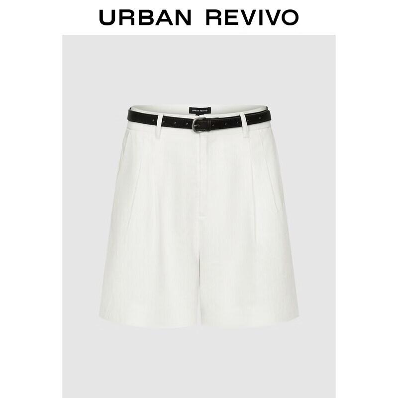 UR2026 Women s Summer Belted High-Waist Linen Blend Shorts XXS