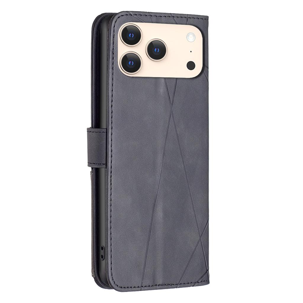 For iPhone 17 Pro Max Phone Case BINFEN COLOR Wallet Stand Geometry Imprinted Leather Cover