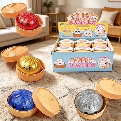Dumpling Squishy Simulated Steamed Bun Squishy Stress Ball Soft Slow Rebound Sensory Squeeze Toys Fidget Toy Stress Relief Gife