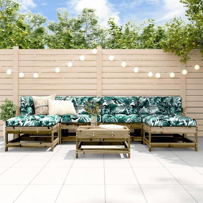 VidaXL Salon de jardin 7 pcs avec coussins bois de pin imprégné 3185940