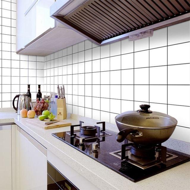 DIY Oil Proof Kitchen Furnitur Wall Stickers Self Adhesive Papel De Parede Bathroom Tile 3D Waterproof Vinyl Cabinet Wallpaper