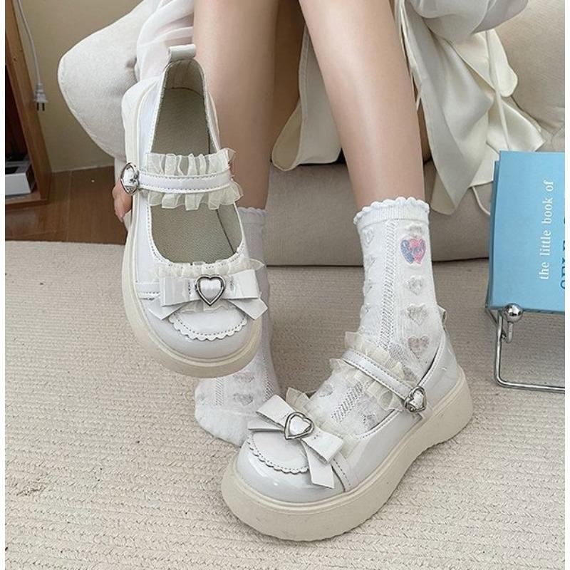 Fashion Buckle Women's Pumps Spring Autumn Mary Jane Solid Butterfly Knot Platform Casual Round Toe Ladies Shoes