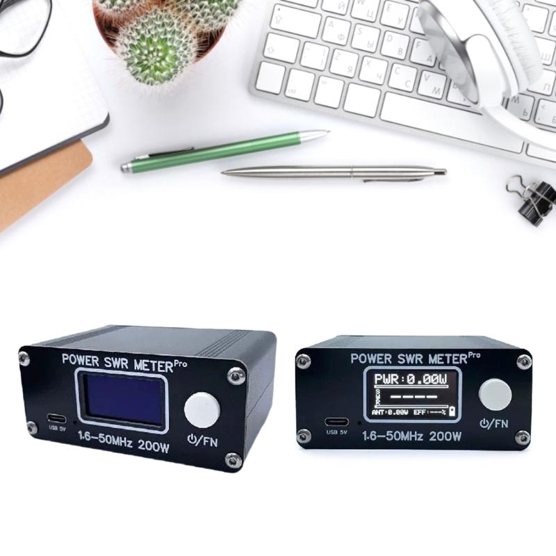 Accurate 200W Power SWR Meter 1.29" Screen for Shortwaved Communication Precise Measurement 50h Long Service Life