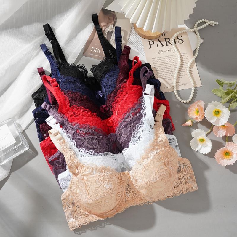 Kadınlar İçin Seksi Dantelli Push-up Sütyen Yazlık İnce Süngerli Nefes Alabilen İç Giyim C/D Kap Ayarlanabilir Askılı Sütyen 36-42