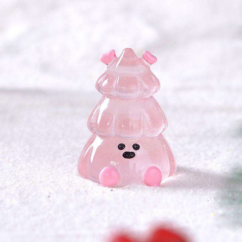 

Светящаяся елка из смолы, рождественский орнамент, рождественская елка, пейзаж, фигурка, автомобильные аксессуары розовый